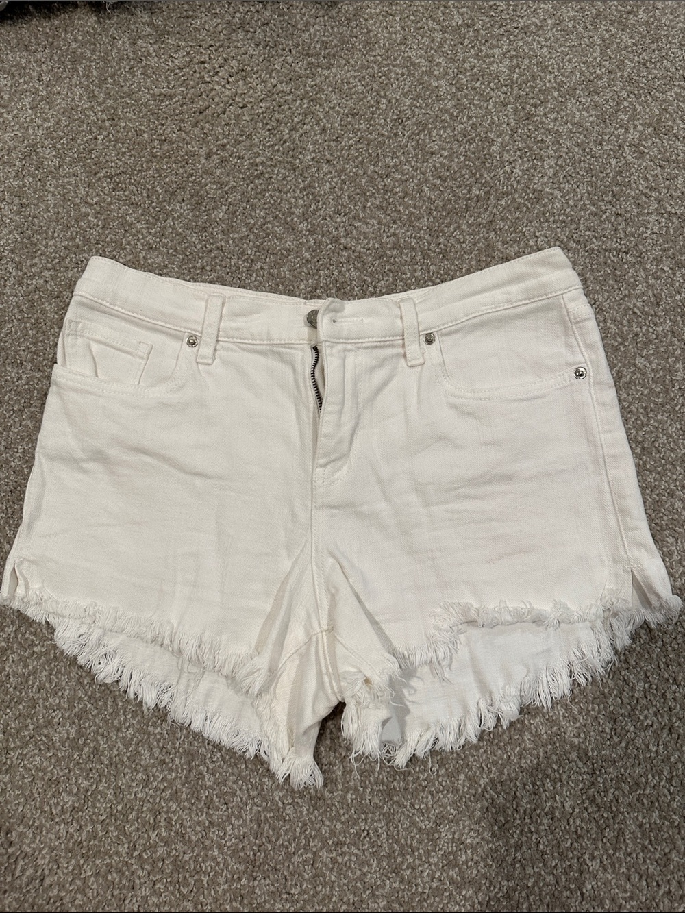 pistola White Frayed Hem Denim Jean Shorts